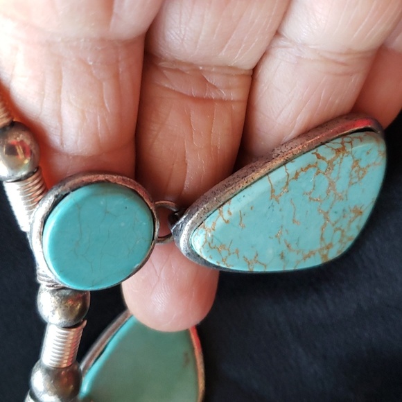 Antique Turquoise Statement & Silver Tone Necklace. - Picture 9 of 10